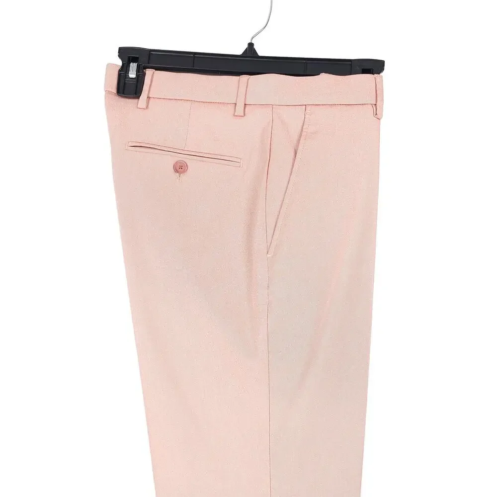 Tommy Hilfiger Mens Modern Fit Dress Pants 32x34 Coral Pink Solid Flex Stretch